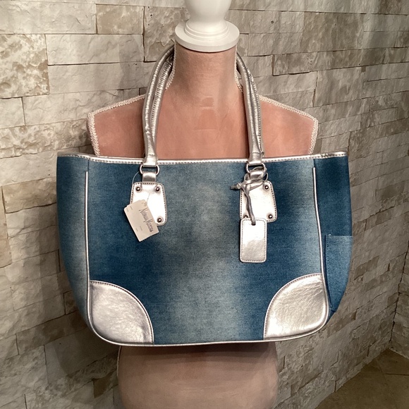 Neiman Marcus Denim Tote (NWT) - Picture 1 of 8